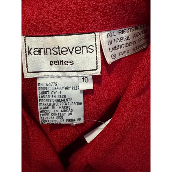 90s Karin Stevens Petites Red Jacket Top Size M - Picture 7 of 8